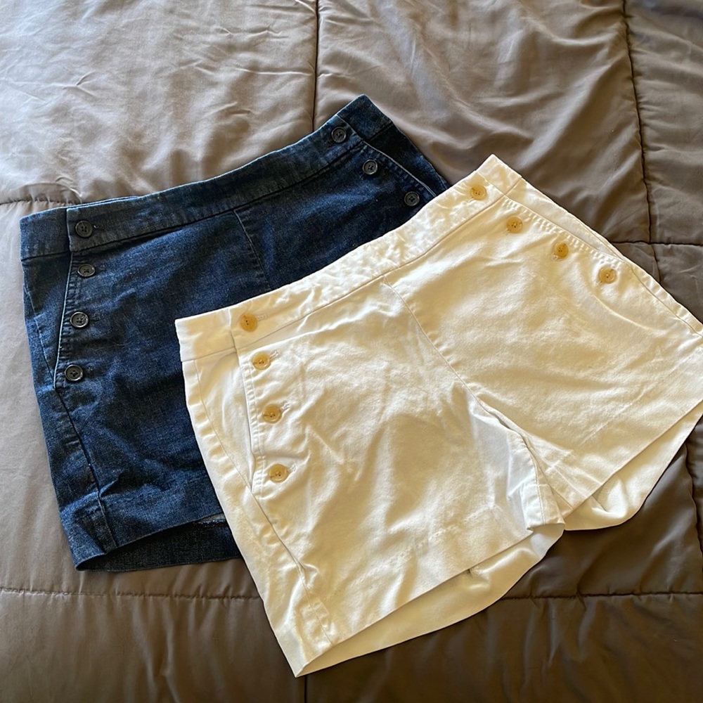 Denim & white shorts